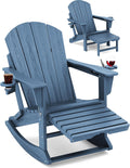 KINGYES Adirondack Rocking Chair with Ottoman and Cup Holders