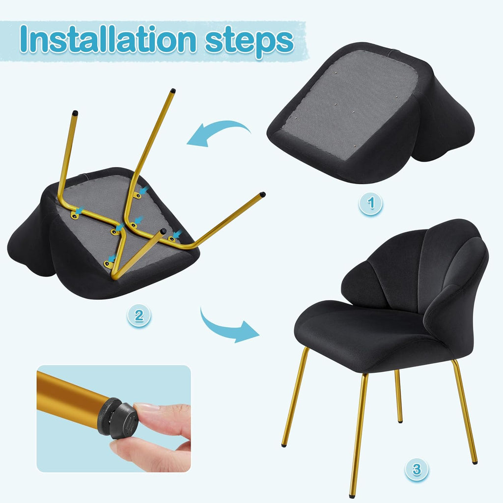 Yaheetech Flower Shape Vanity Chair with Petal Armrests, Black