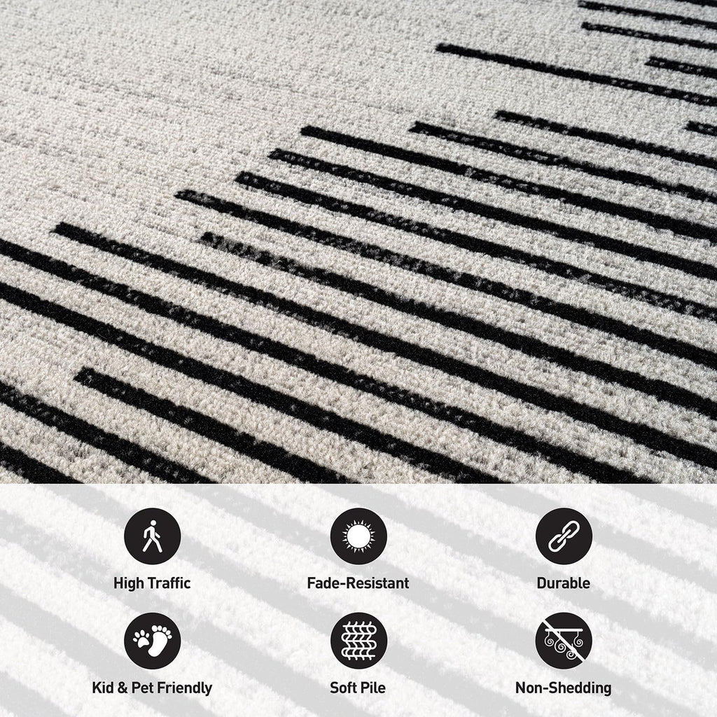 Modern Abstract Indoor Runner Rug Cream 2'3" x 12'