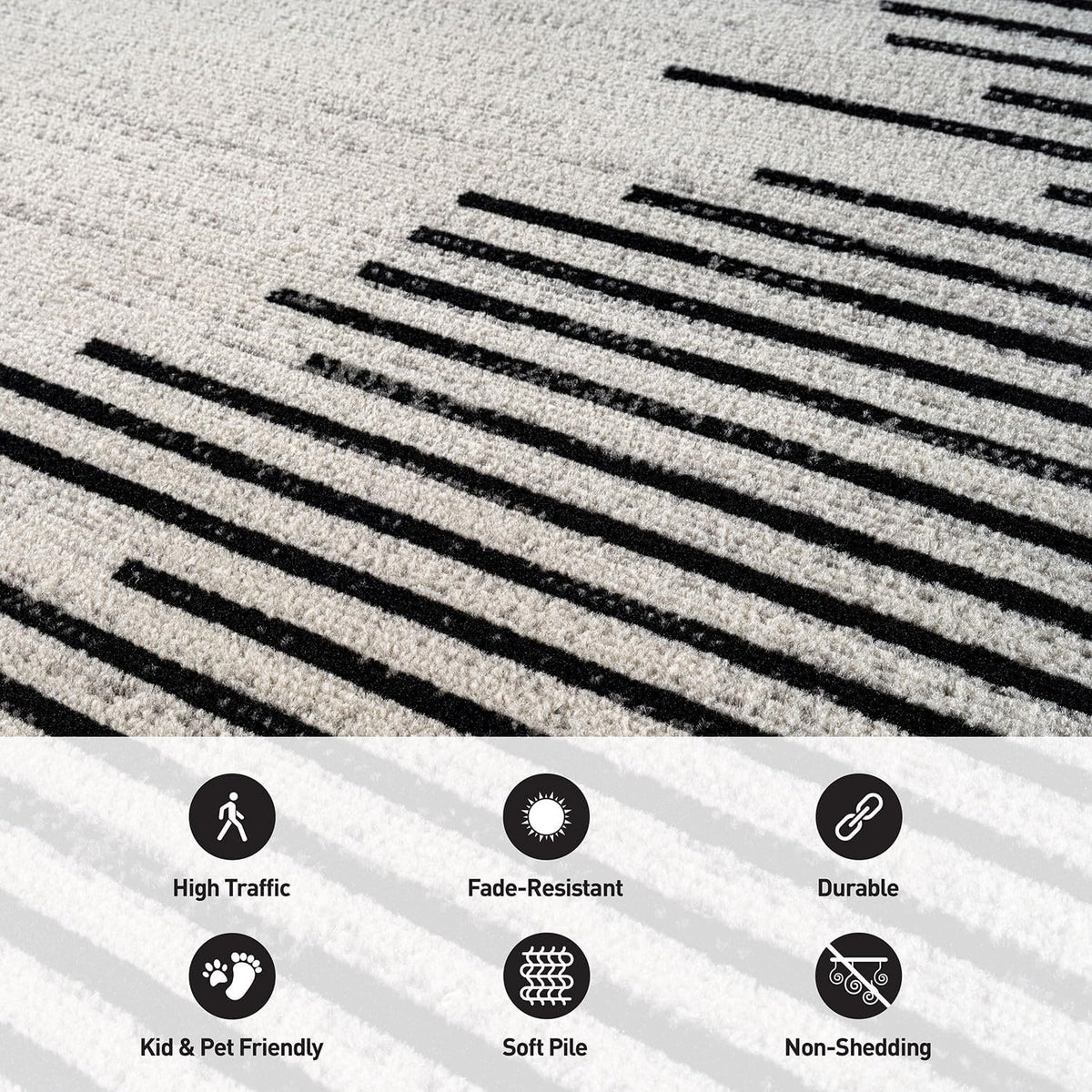 Modern Abstract Indoor Runner Rug Cream 2'3" x 12'
