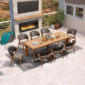 PURPLE LEAF Outdoor Dining Set for 8 with HPL Table and Chairs Deep Teak