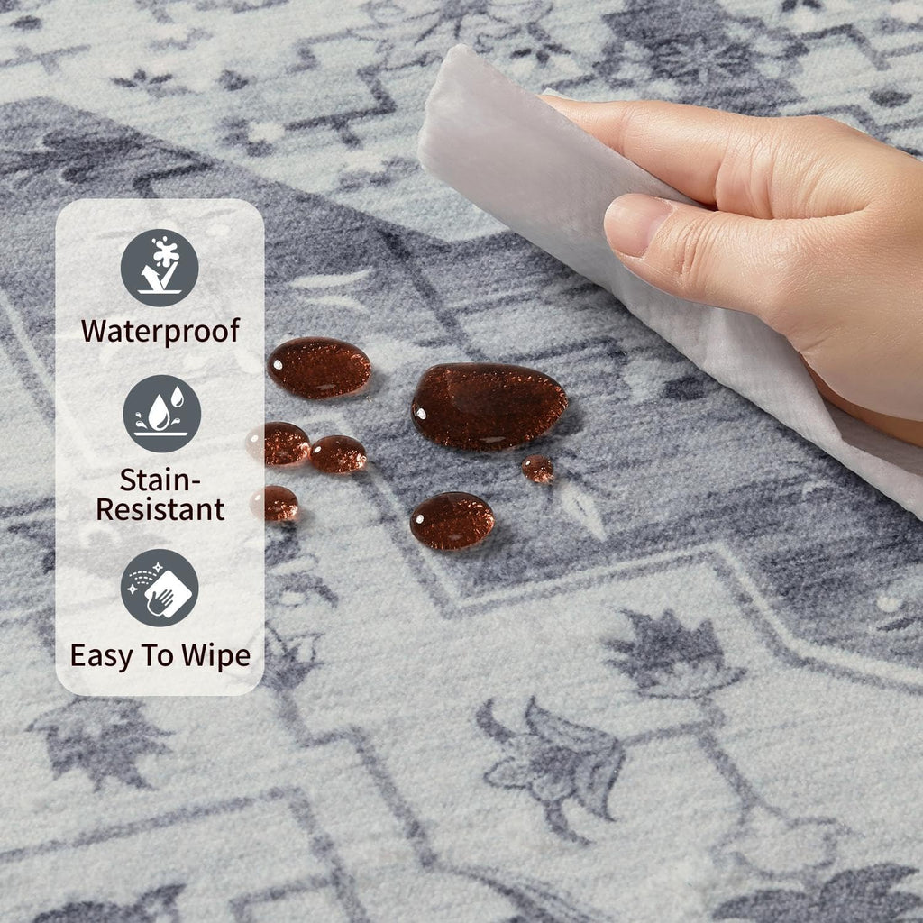Rugxara 5X7 Washable Area Rug for Living Room, Bedroom,Blue Quartz