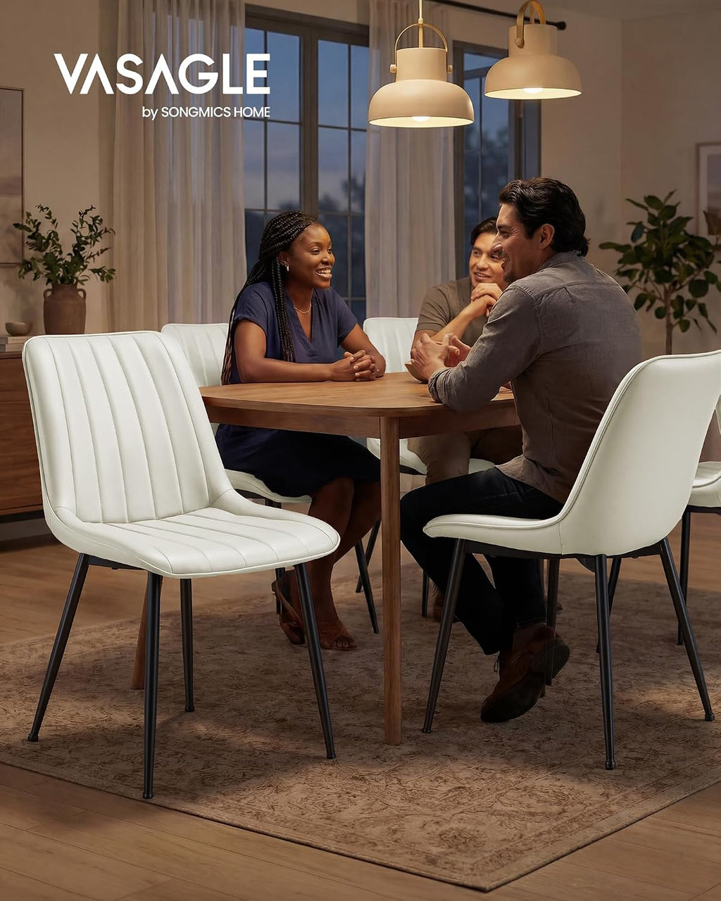 VASAGLE Dining Chairs Set of 2, Upholstered Kitchen Chairs, PU Leather