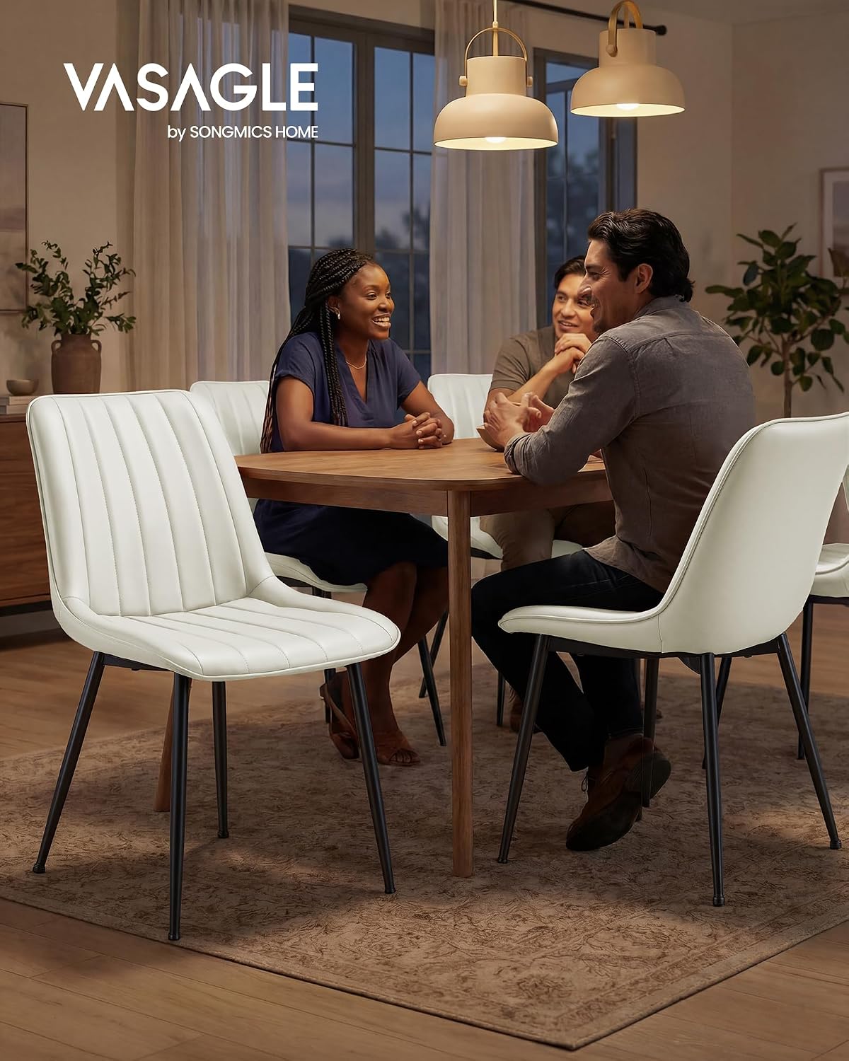 VASAGLE Dining Chairs Set of 2, Upholstered Kitchen Chairs, PU Leather