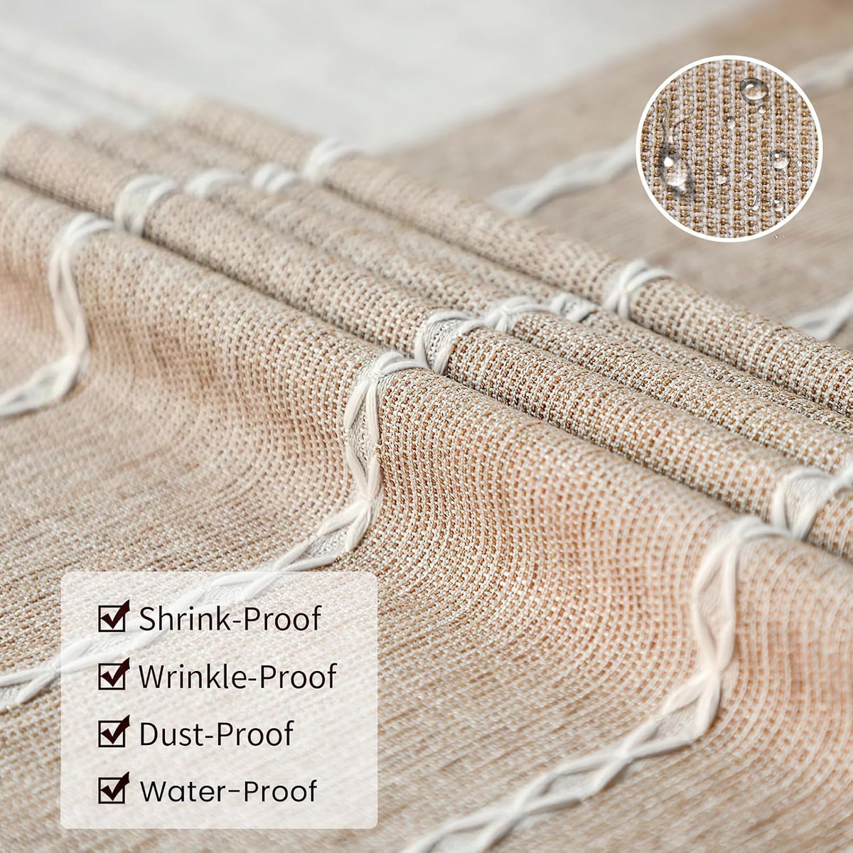 Deep Dream Tablecloths, Waterproof Table Cloth, Linens Wrinkle Free Anti-Fading, Rustic Table Cover Decoration for Kitchen Dinning Party (Rectangle/Oblong,55''x120'',10-12 Seats, Light Coffee)