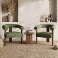 Usaint Upholstered Barrel Accent Chair Set of 2 with Walnut Wood Legs