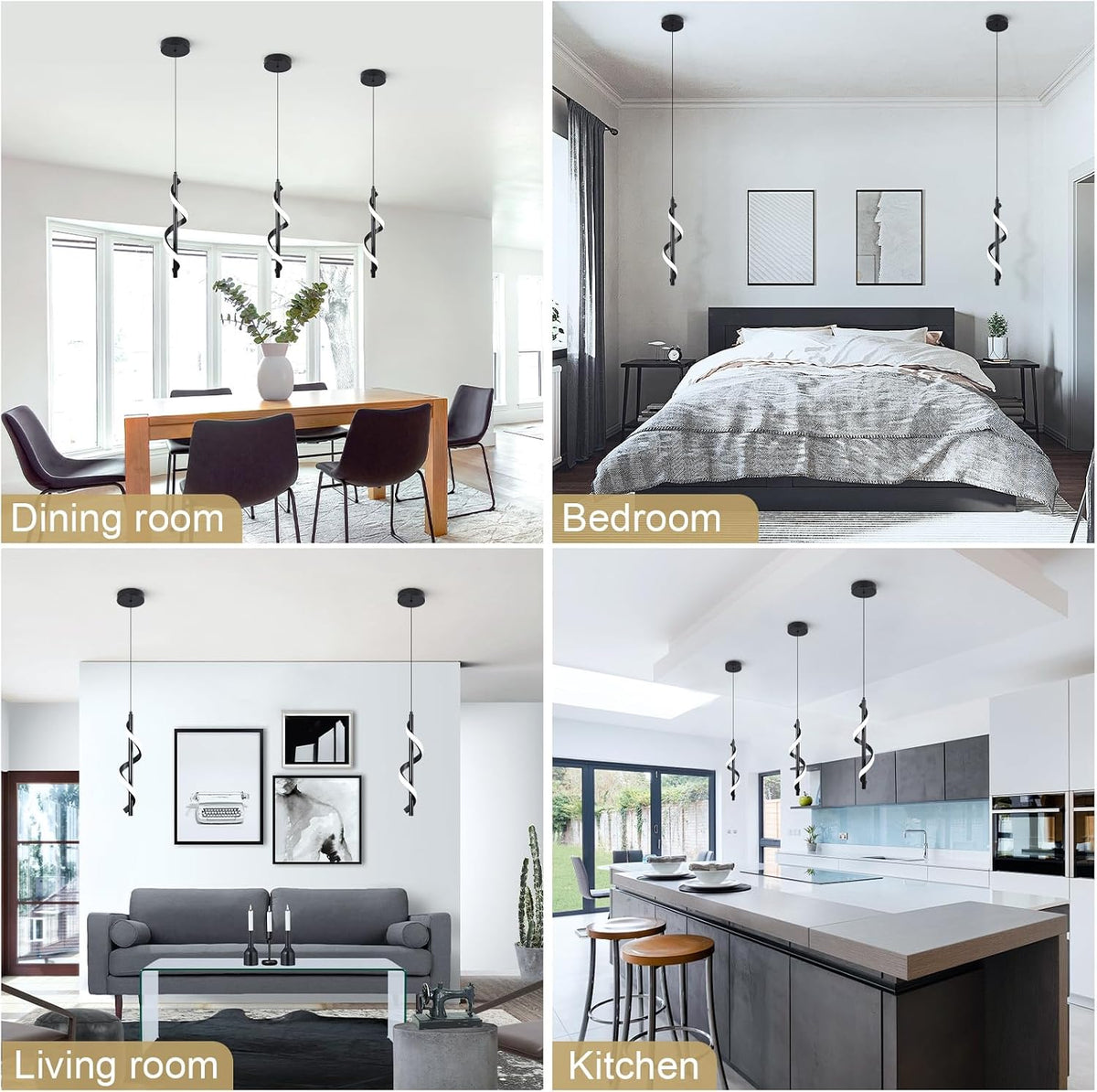 Modern Led Pendant Light Fixtures,6000K Cool White Black Led Pendant Lighting for Kitchen Island,Adjustable Height Hanging Light Fixtures for Kitchen Dining Room Living Room,1 Pack