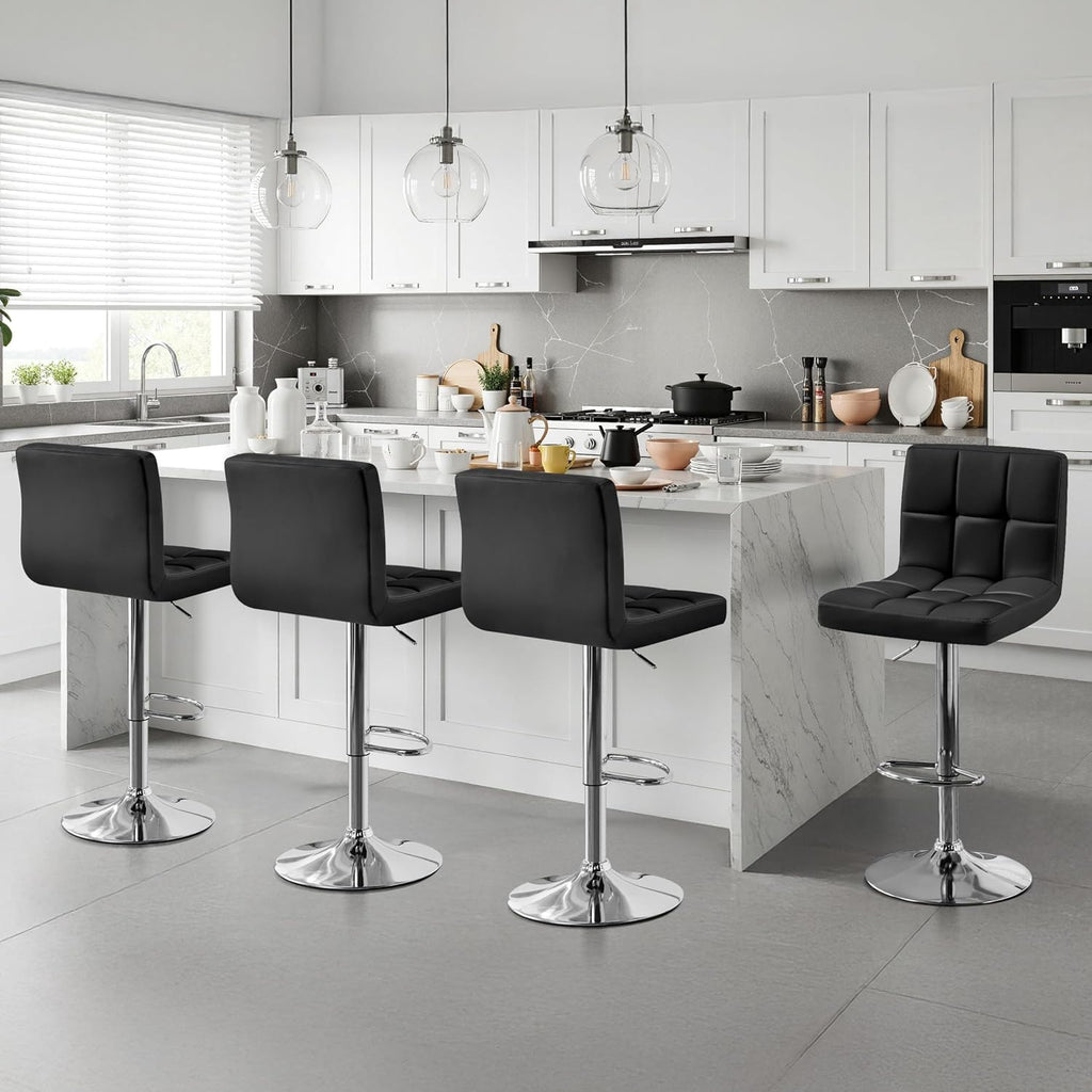 Yaheetech Bar Stools Set of 4 Adjustable Counter Height Barstools Black