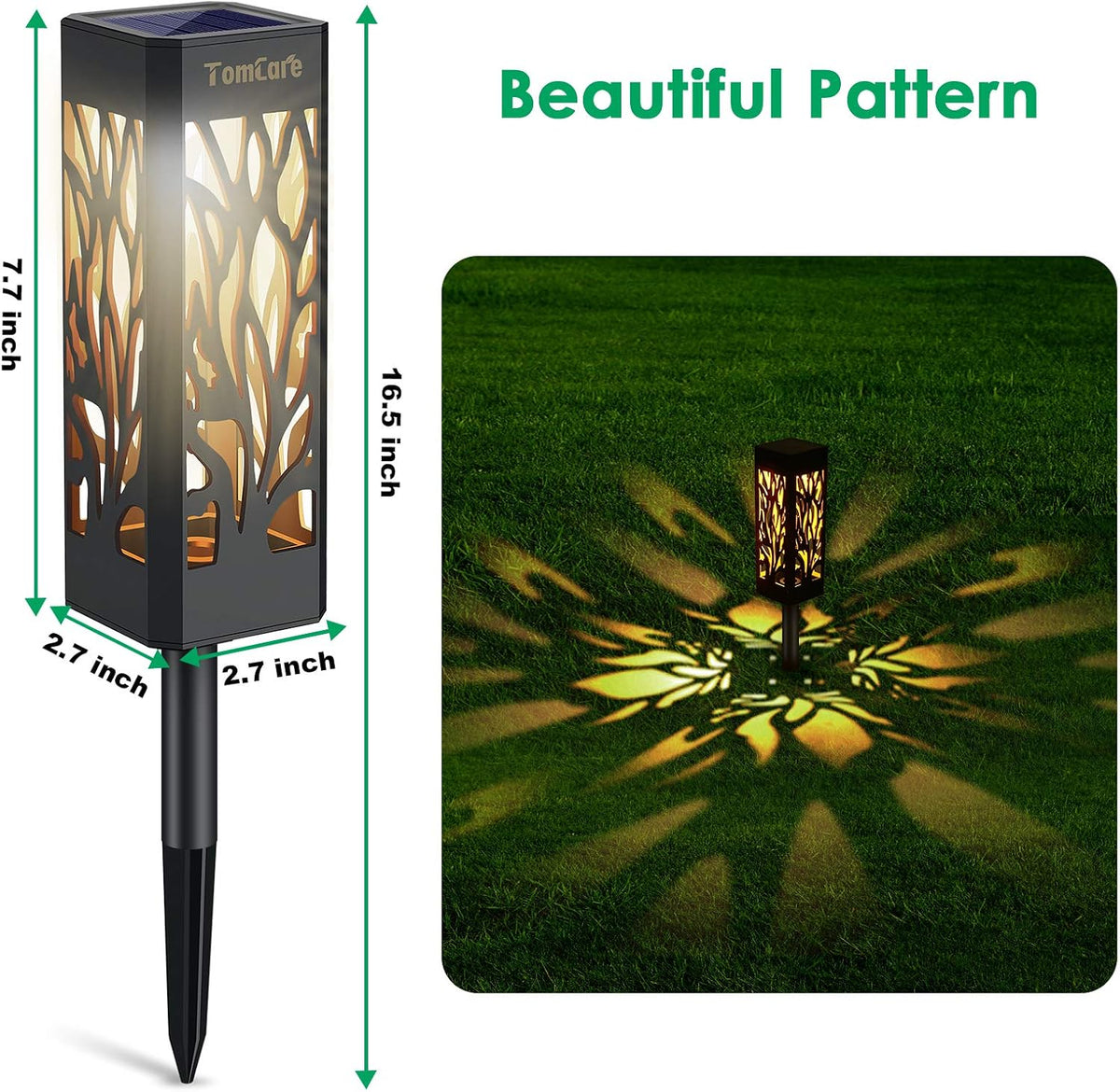 TomCare Solar Lights Outdoor Bright Solar Pathway Lights, 8 Pack