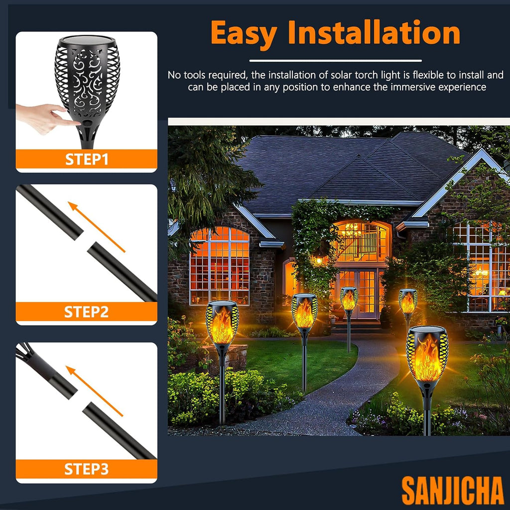 Solar Torch Lights with Flickering Flame Larger Size Solar Flame Lights