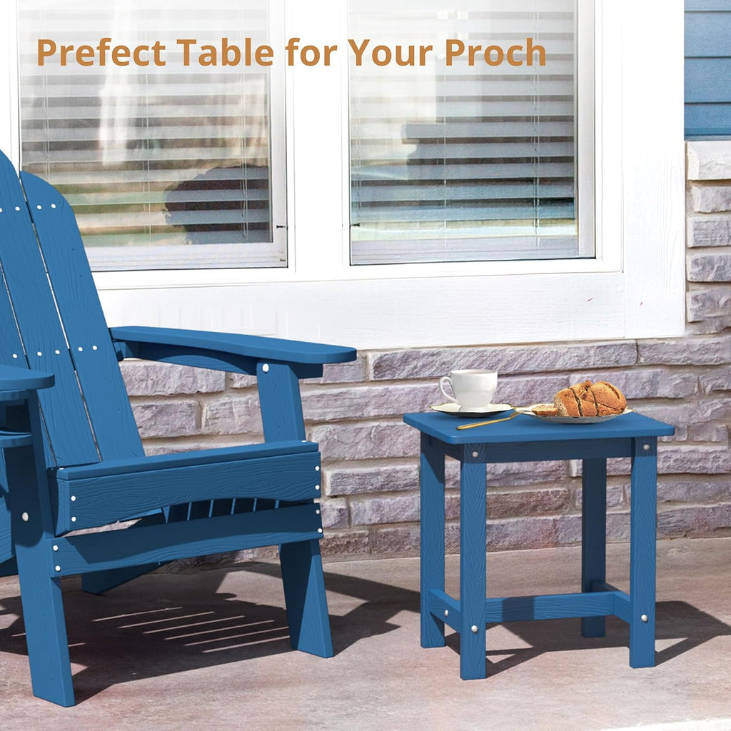 LUE BONA Small Outdoor Side Table,HDPS Adirondack Table for Patio,Navy Blue