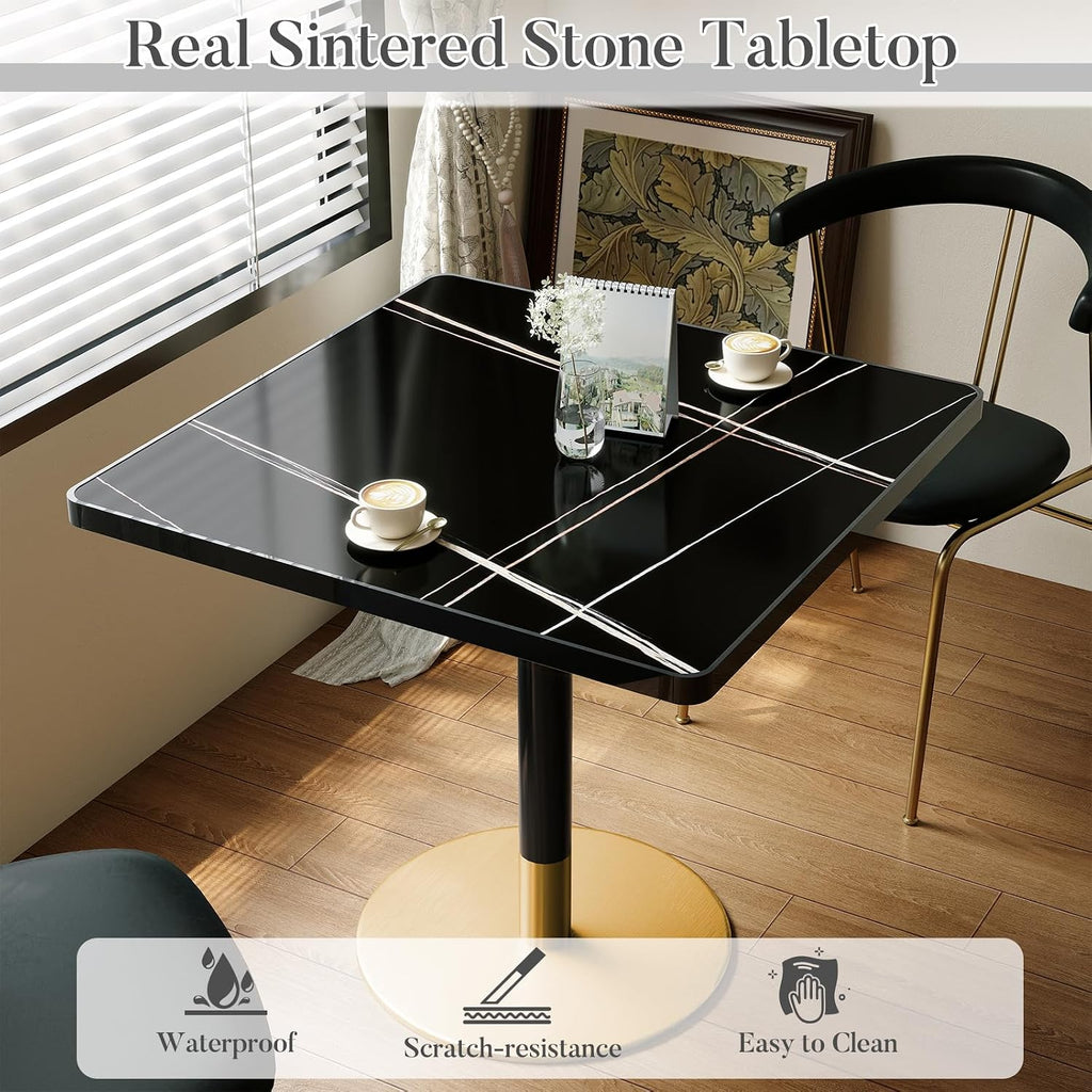 31.5'' Tulip Table, Square Dining Table with Sintered Stone Tabletop