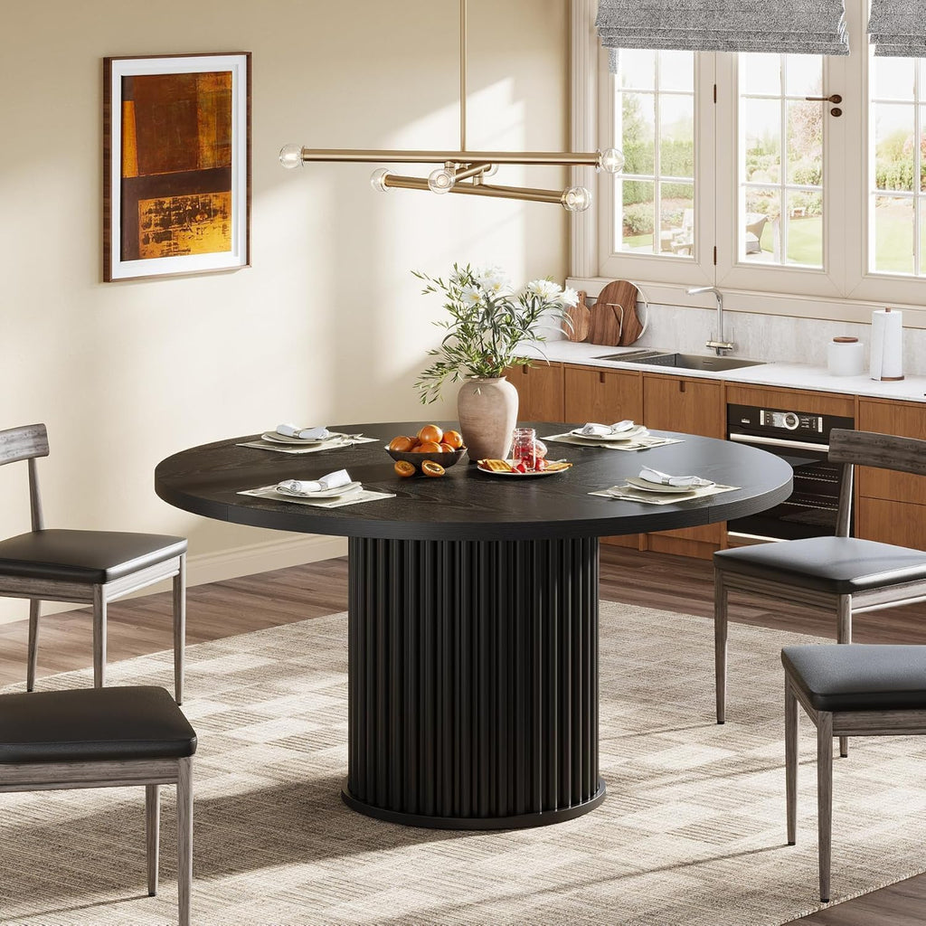 Tribesigns 47.24" Black Round Dining Table for 4-6 People