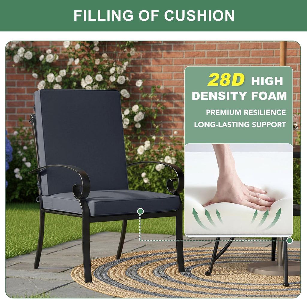 Summsun High Back Outdoor Chair Cushions, 20 x 20 Inch, Dark Grey