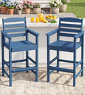 SERWALL Tall Adirondack Chairs Set of 2, Outdoor Bar Chairs,Blue