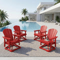 4-Piece Adirondack Swivel Glider Chair Set, Composite HDPE Outdoor Furniture for Backyard Conversation Set, Heavy Duty All-Weather Gliding Rocker for Patio, Red