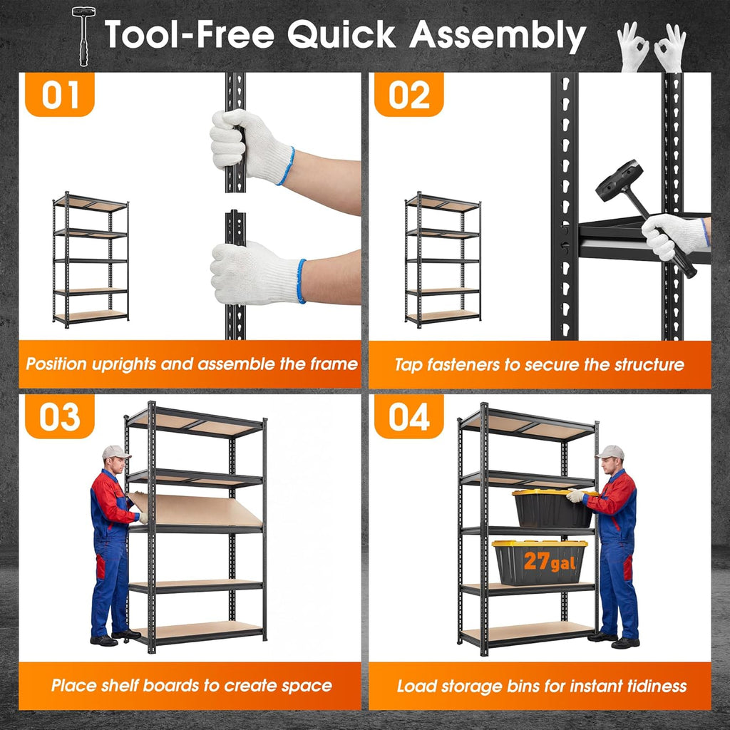 REIBII 2400LBS Garage Shelving,36" Wx16" Dx72" H Shelves for Basement