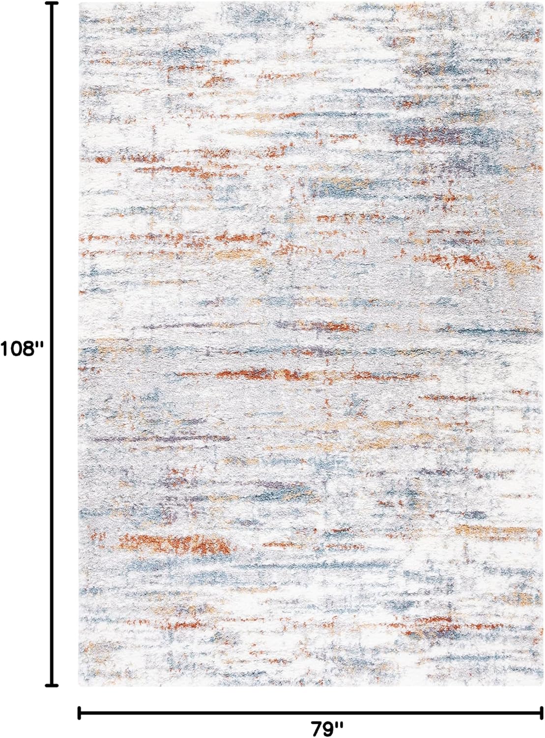 SAFAVIEH Berber Shag Collection Area Rug - 6'7" x 9', Blue Rust & Ivory, Modern Abstract Design, 1.2-inch Thick Ideal for High Traffic Areas in Living Room, Bedroom, Dining (BER577A-7)
