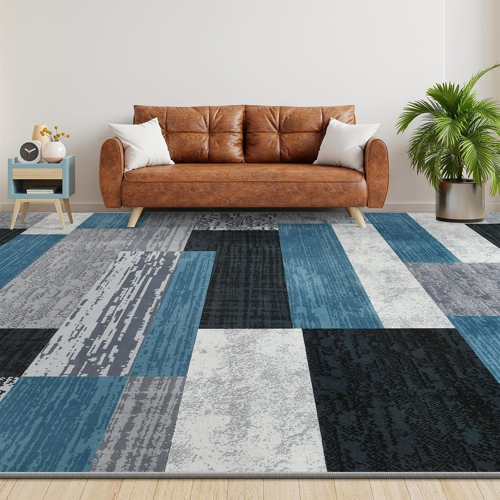 Large Area Rugs, Modern Geometric Patchwork Floor Decor Rockwood Collection