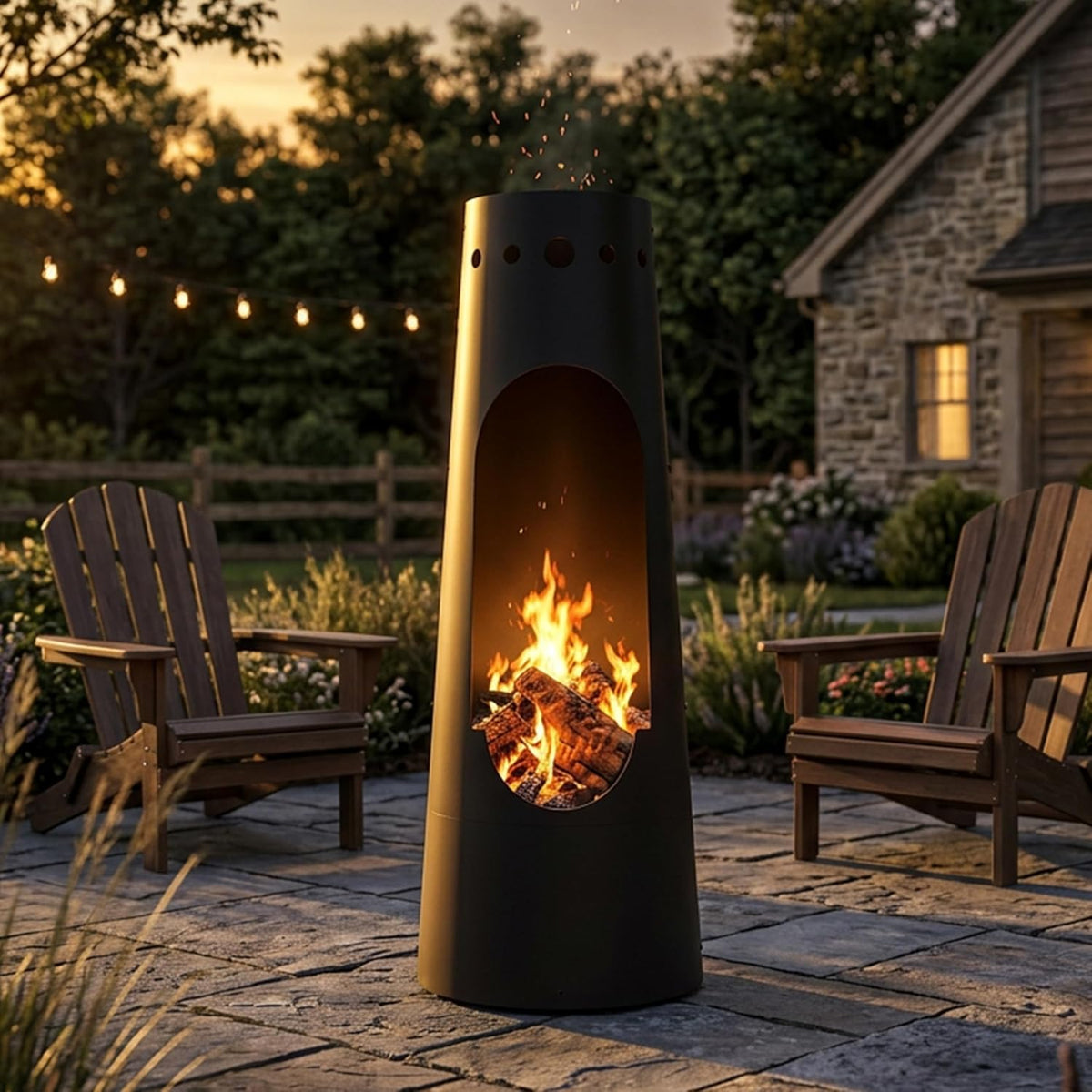 Sunnydaze Santa Fe Large Wood Burning Chiminea Outdoor Fireplace, 50"