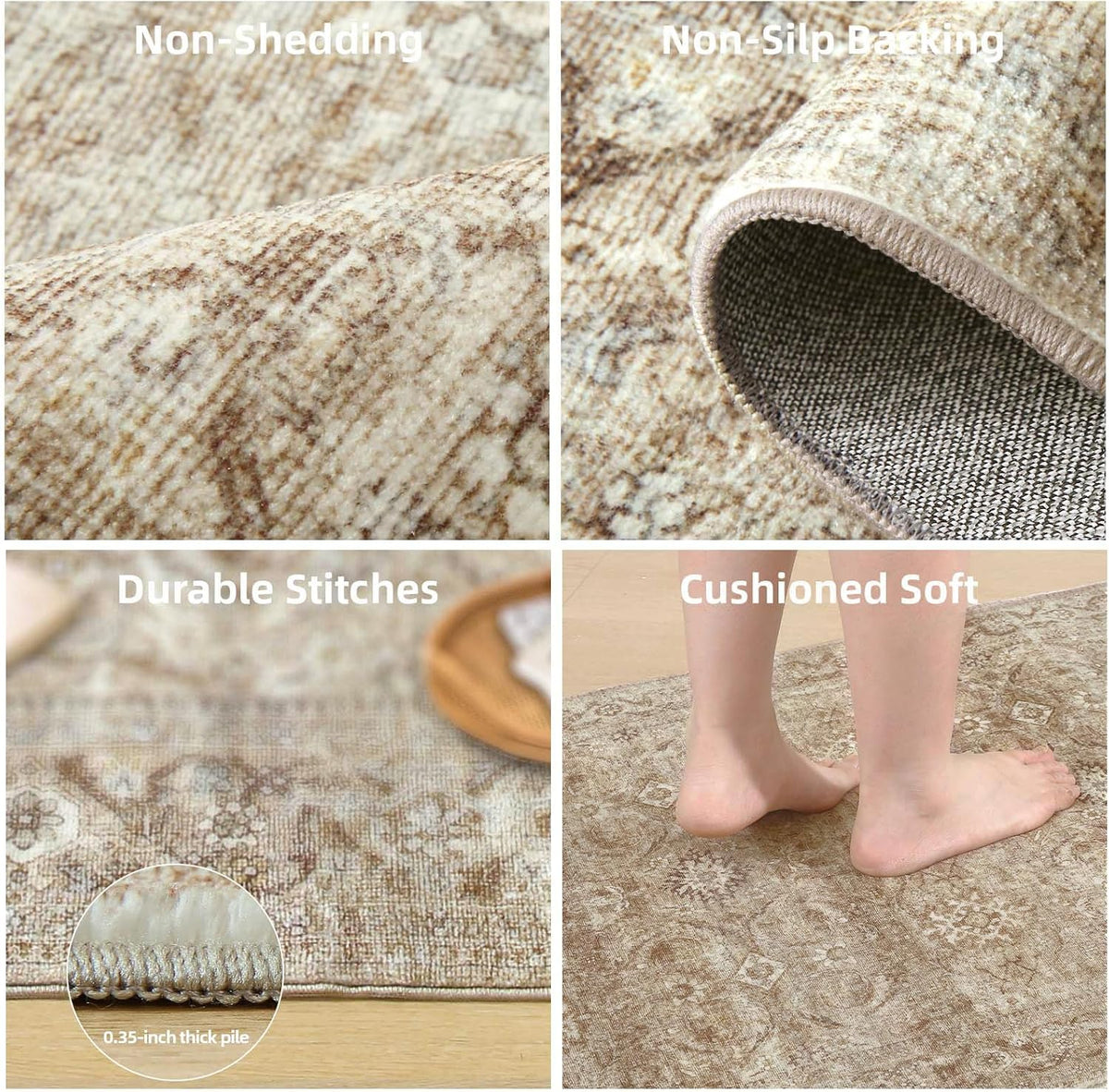 6x9 Area Rugs for Living Room: Washable Bedroom Rug Non Slip Boho Carpet