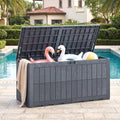 HAPPYGRILL 120 Gal Outdoor Deck Box Plastic Storage Bin with Lid and Handle