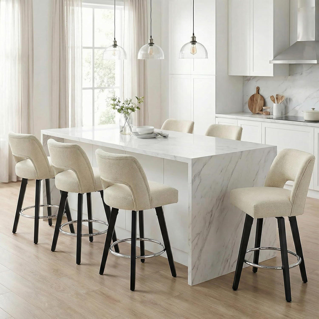 VKNOW 26" Wooden Swivel Counter Height Bar Stools Set of 2 with Open Back