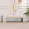 59" Velvet Bench for Bedroom King Size Bed Window End of Bed, Ivory White