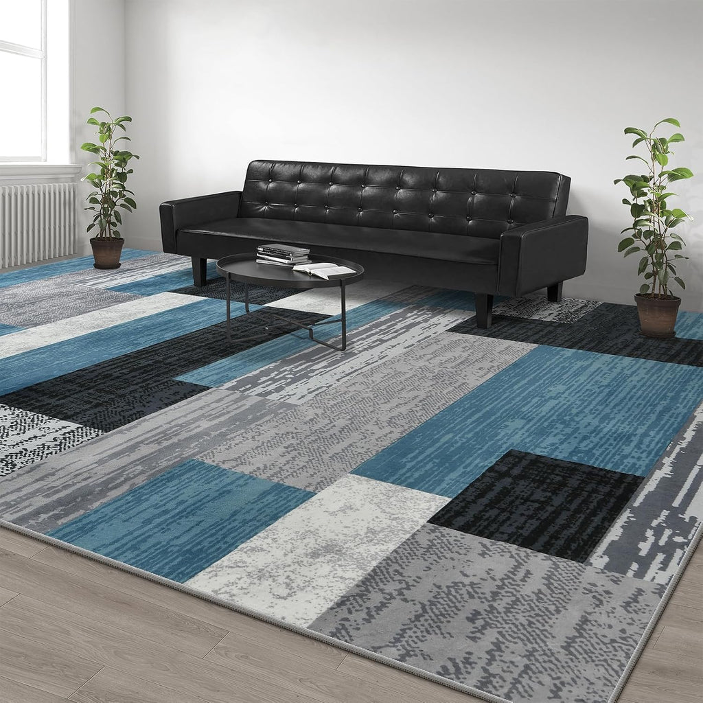 Large Area Rugs, Modern Geometric Patchwork Floor Decor Rockwood Collection