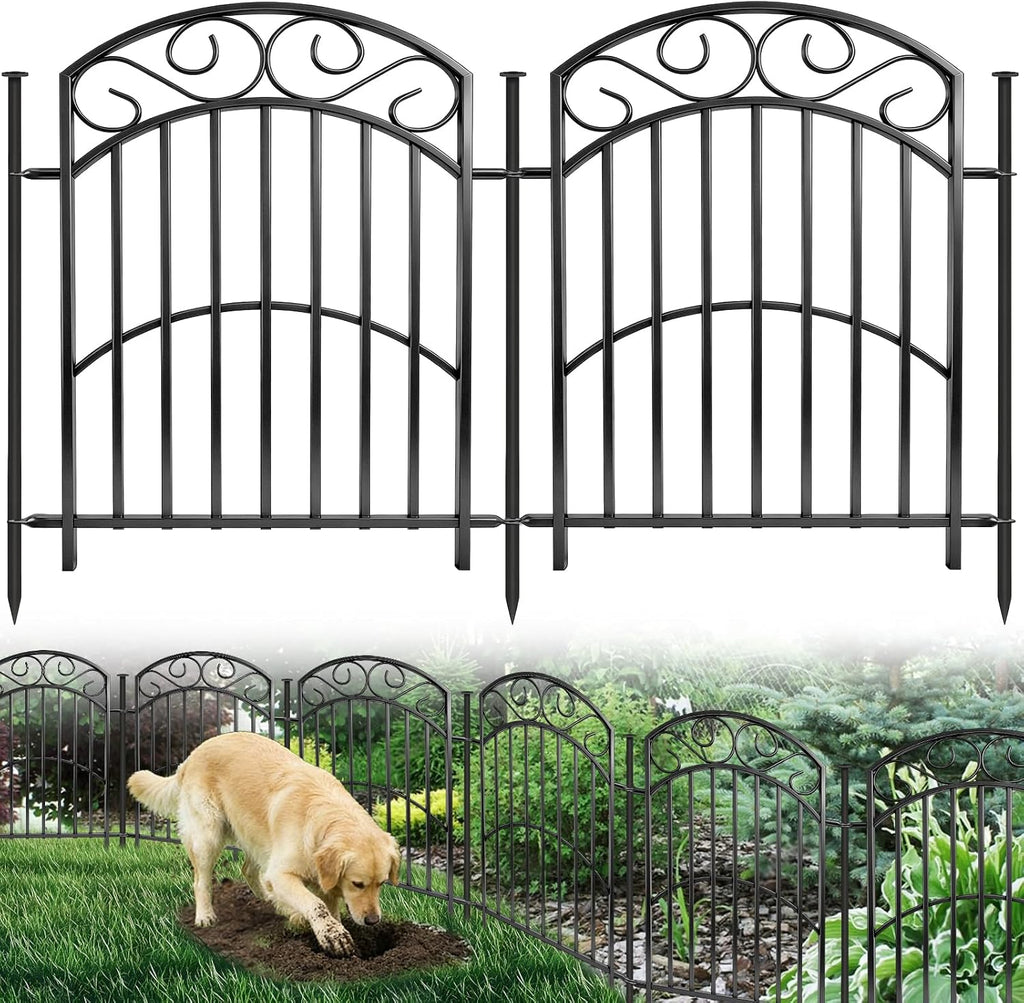 5 Panel 32in Decorative Garden Fence, 11ft No Dig Metal Border