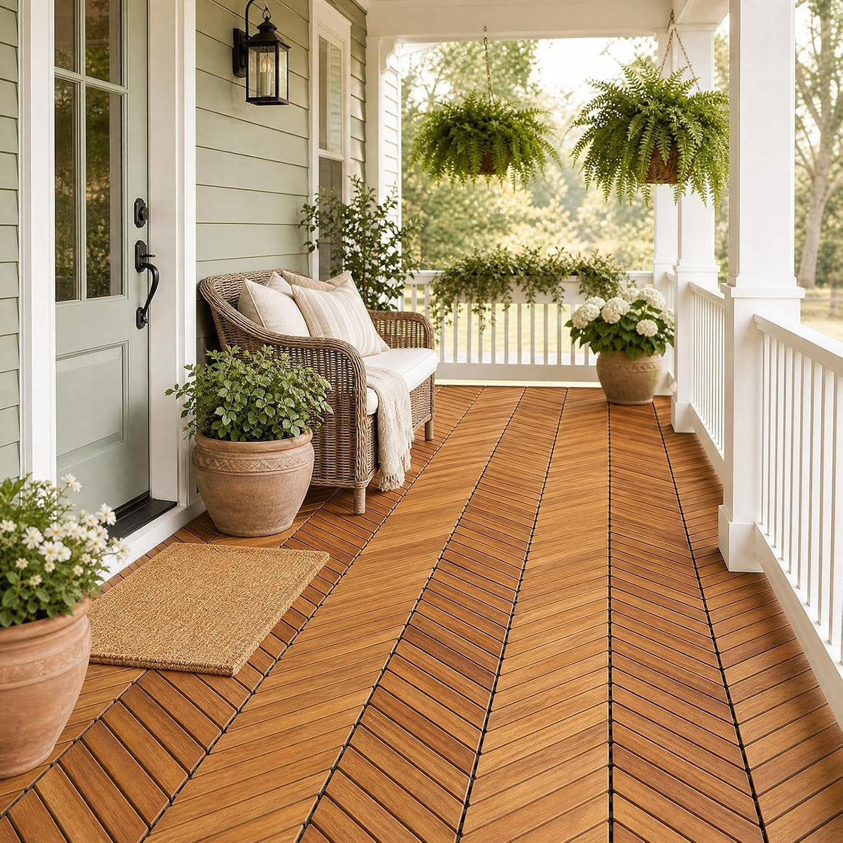 goplus 30-pack acacia wood interlocking deck tiles (30, side view