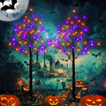 Dazzle Bright 2 Pack Halloween Lighted Up Birch Tree, Total 96 LED Purple and Orange Fairy Lights with Timer, Waterproof for Indoor Outdoor Home Party Halloween Decoration