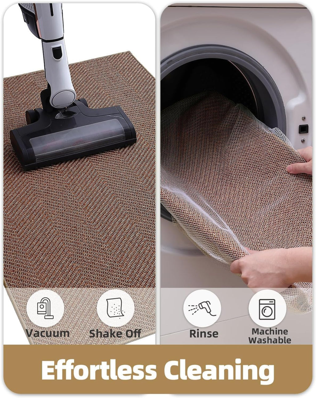 Color&Geometry Ultra Thin Indoor Door Mat 48"x72"Entrance Mat,Warm Chestnut