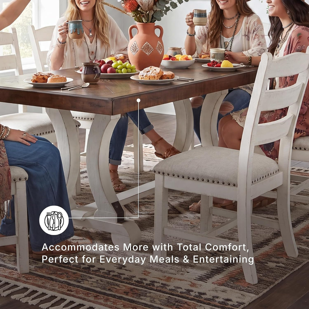 Signature Design by Ashley Valebeck 1-Piece Dining Table, Farmhouse Trestle