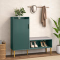 Storage Bench with Fluted Door&Shelf, L-Shaped Entryway Bench