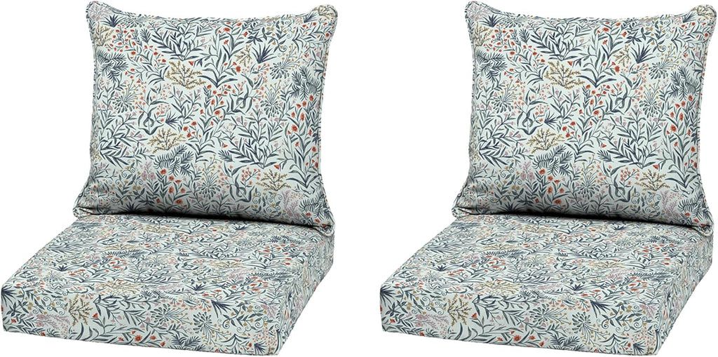 Arden Outdoor Deep Seat Cushion Set, 2-Pack, 22x24, Pistachio Botanical
