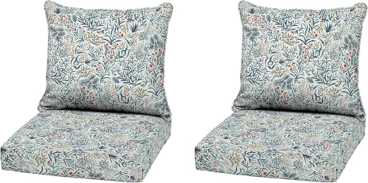 Arden Outdoor Deep Seat Cushion Set, 2-Pack, 22x24, Pistachio Botanical