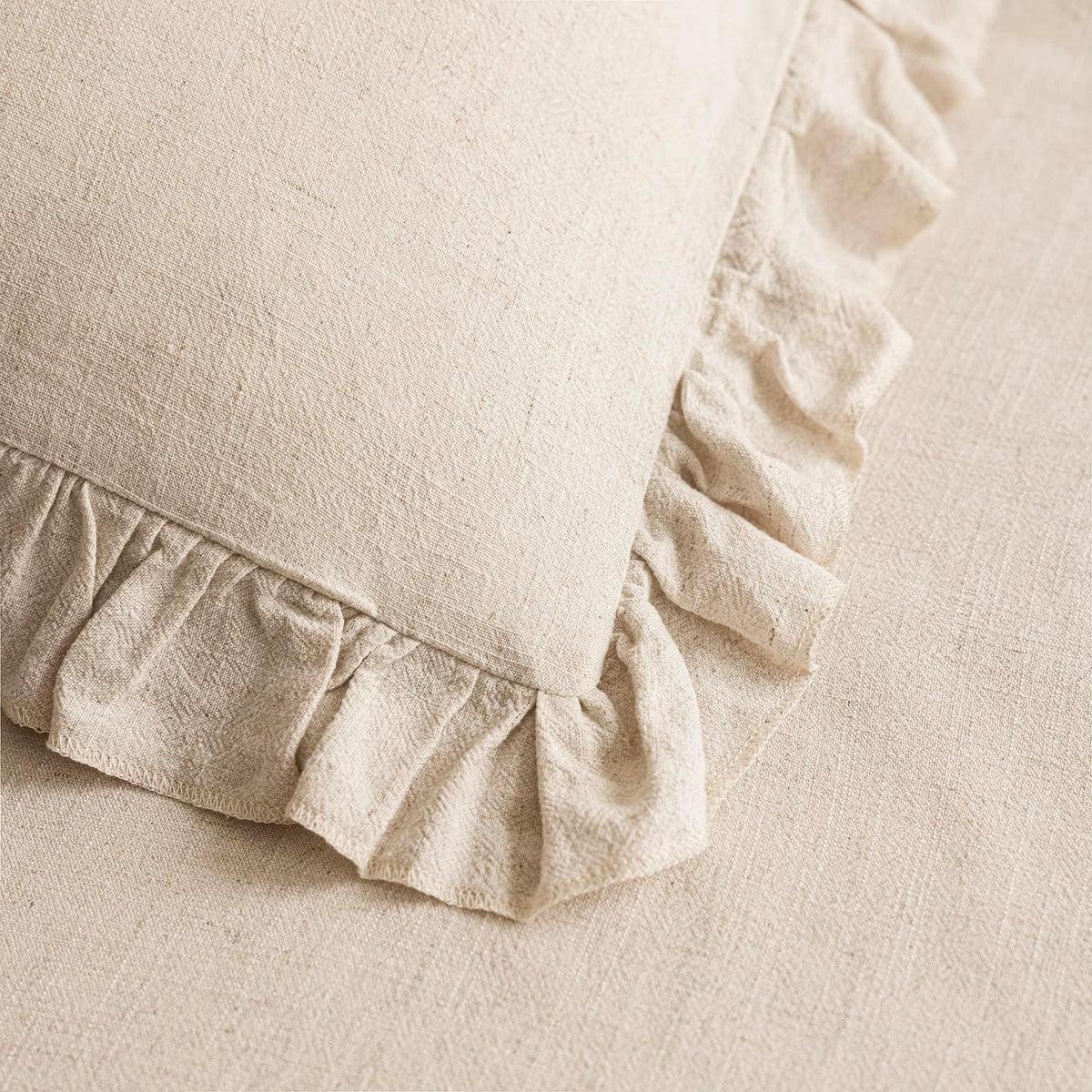 foindtower linen fringe ruffle throw pillow covers 22×22 shown in use