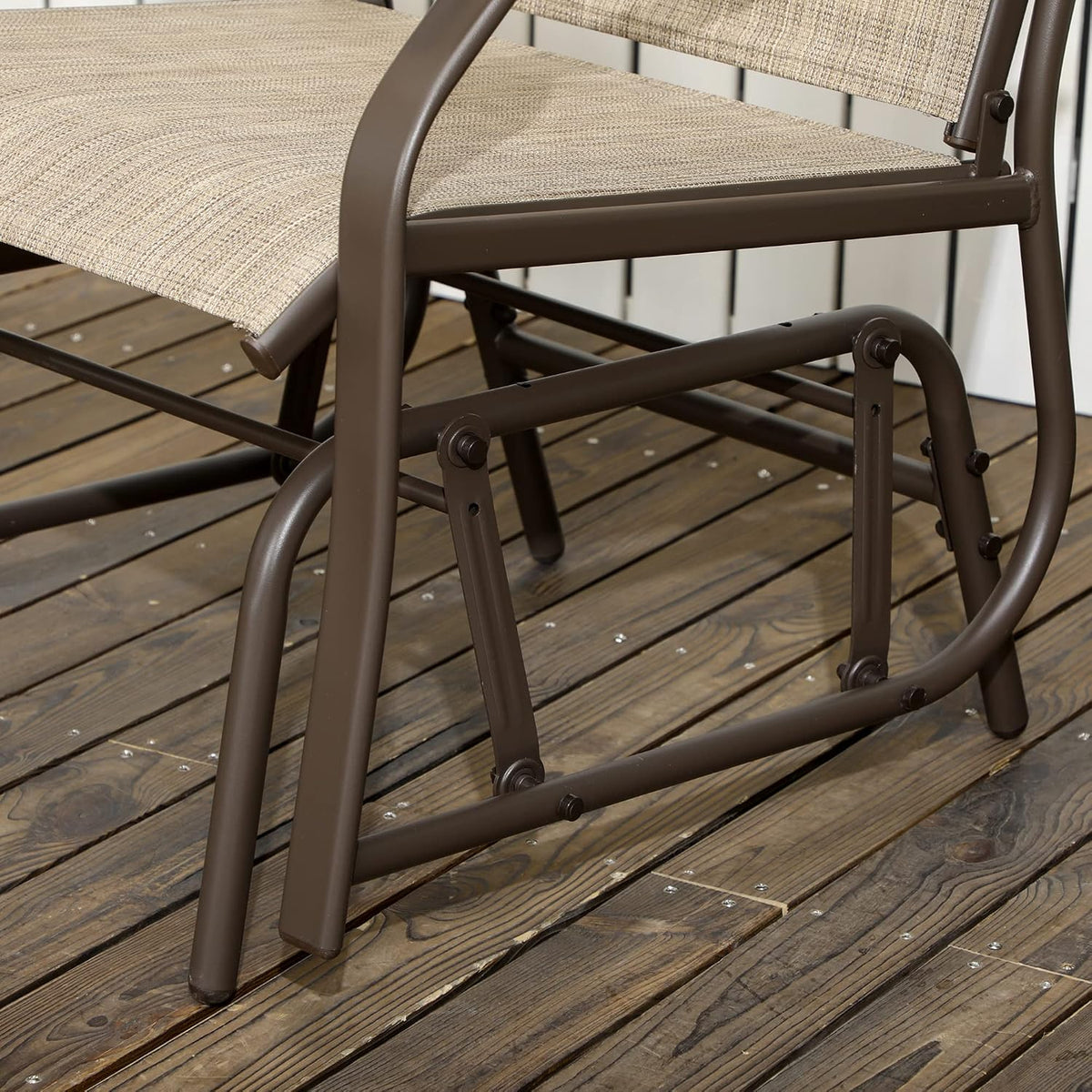 Outsunny 3 Piece Outdoor Glider Chair Coffee Table Bistro Set Mixed Brown