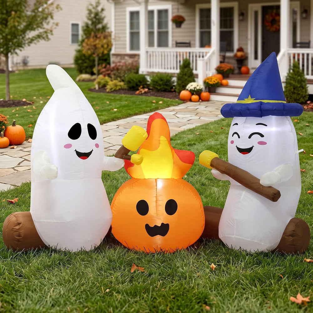 6FT Halloween Inflatables Ghosts Outdoor Cute Blow ups Yard Decorations for G...