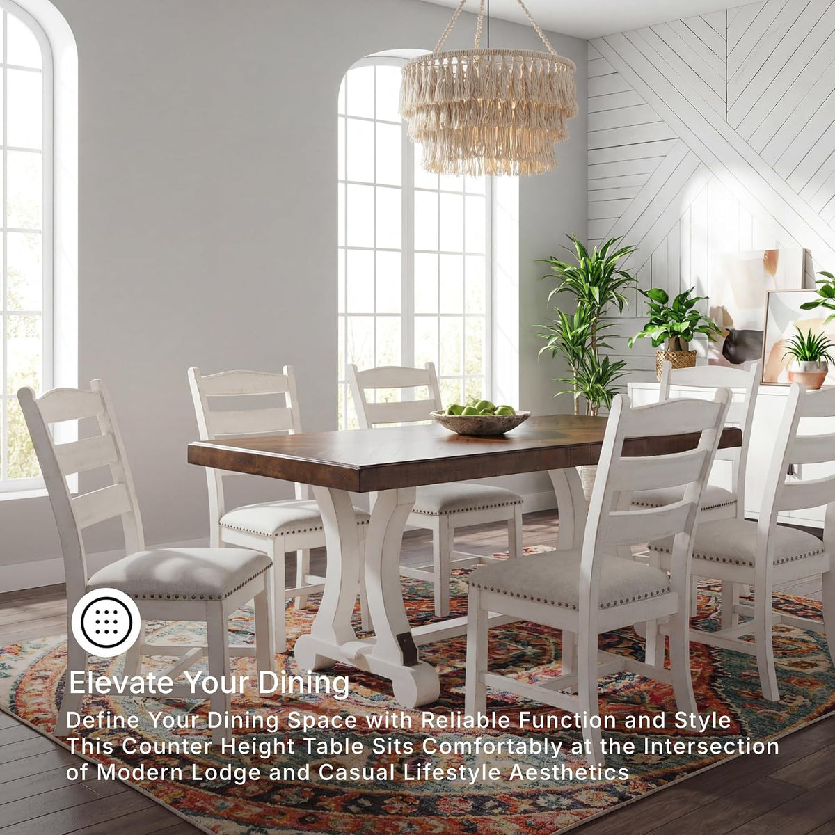 Signature Design by Ashley Valebeck 1-Piece Dining Table, Farmhouse Trestle