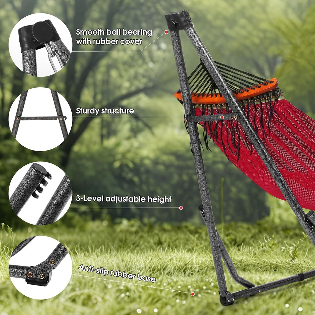 Goutime Collapsible Hammock Stand with Carry Bag, 550lbs,Portable,Red