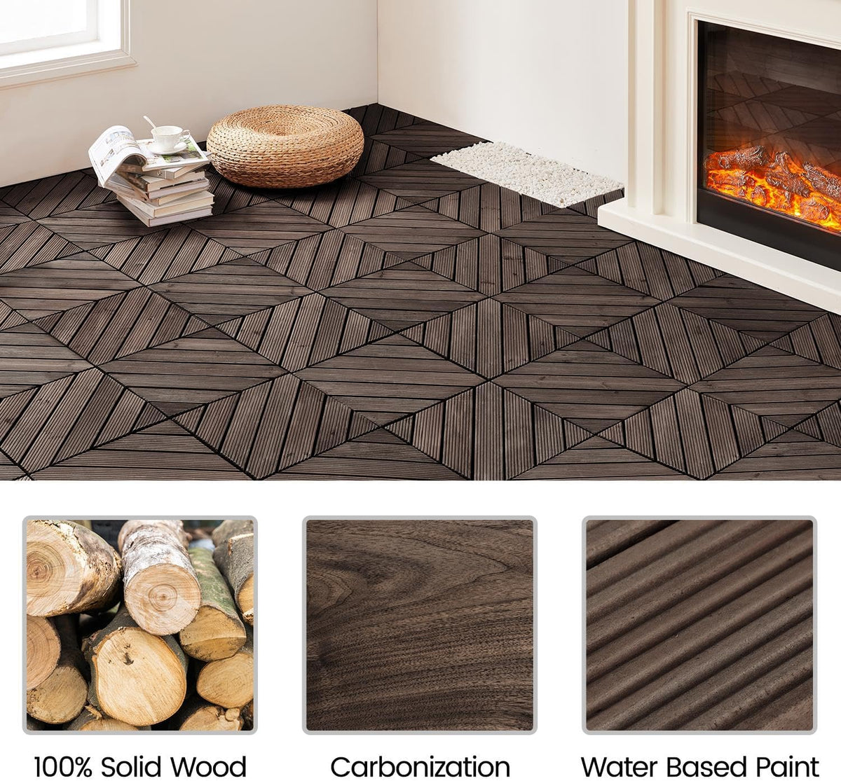 Yaheetech 27PCS Interlocking Deck Tiles Outdoor Patio Flooring,Black