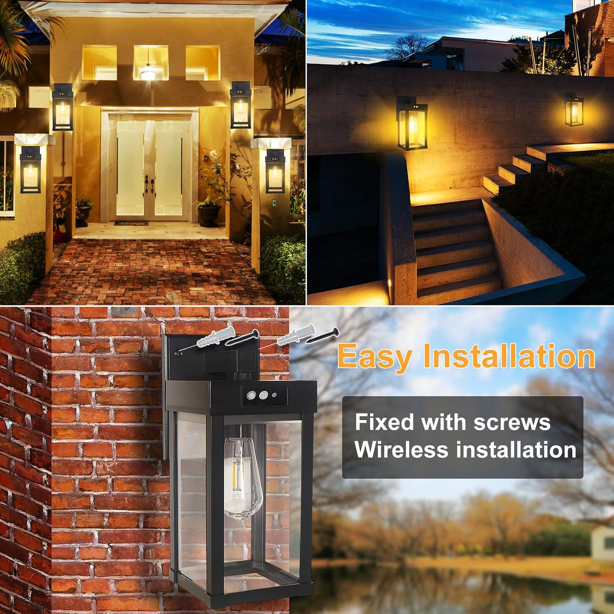 Solar Wall Lights Outdoor Waterproof with 3 Lighting Modes & Motion Sensor