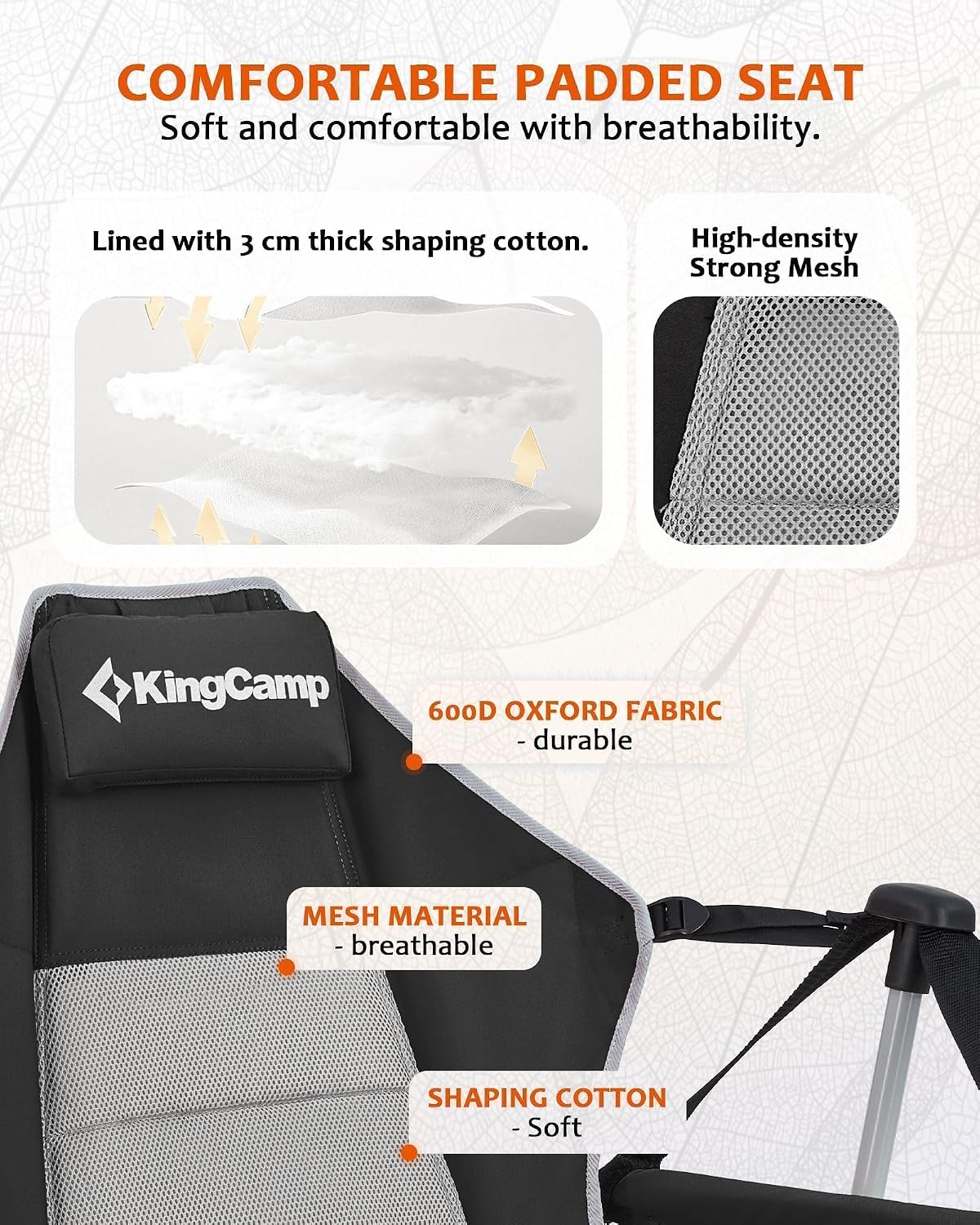 kingcamp hammock camping chair, 400lbs heavy duty swing, front angle view