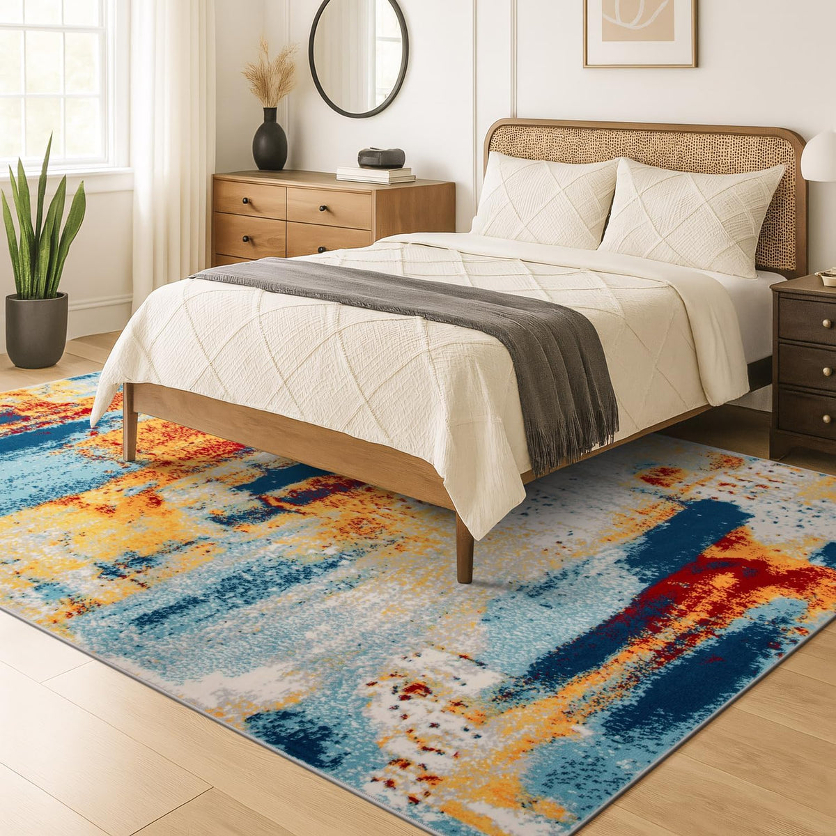 Rugshop Abstract Fade-Resistant Living Room Area Rug Multi 7'10" x 10'