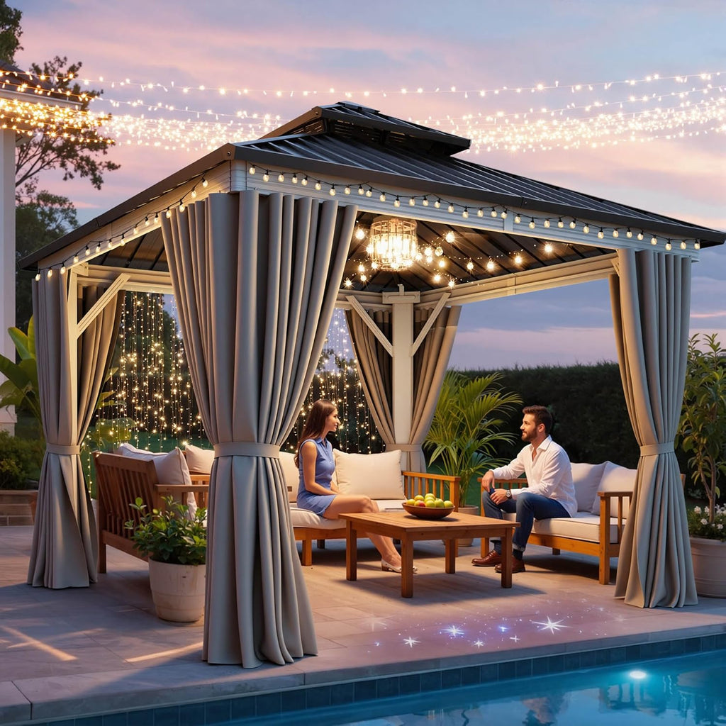 YITAHOME 10X10FT Gazebo Patios Hard Top Outdoor Canopy Aluminum Frame
