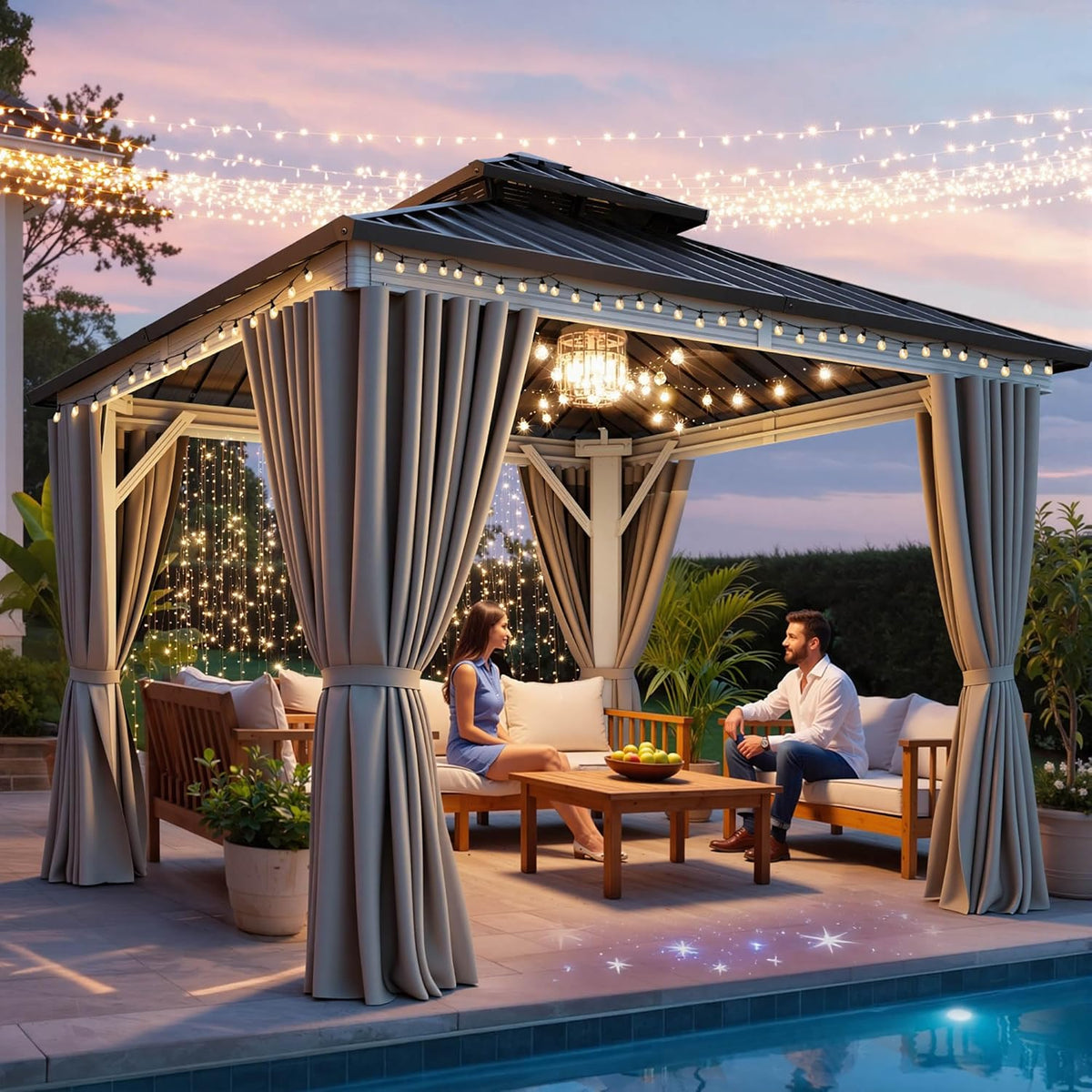 YITAHOME 10X10FT Gazebo Patios Hard Top Outdoor Canopy Aluminum Frame