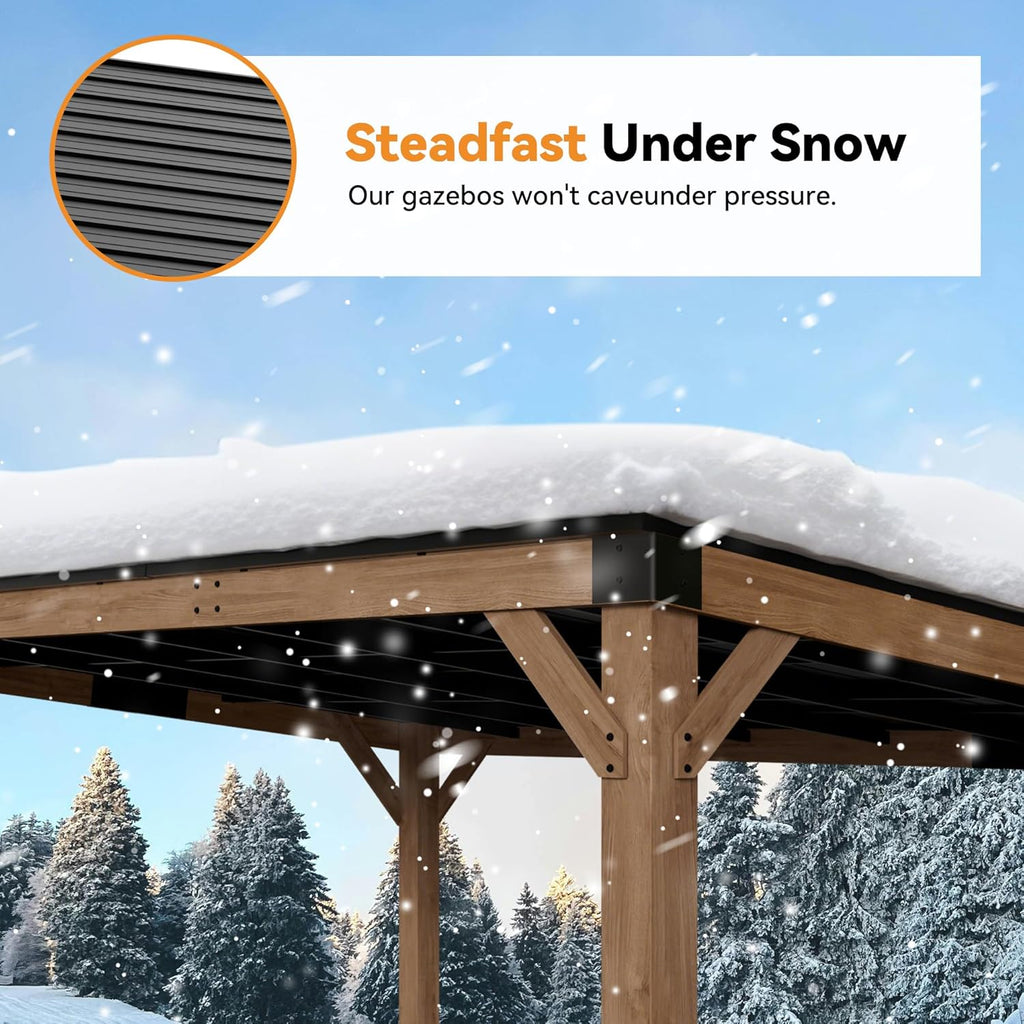 Modern Shade Wood Grill Gazebo 12' x 16' with Sloped Galvanized Steel Roof
