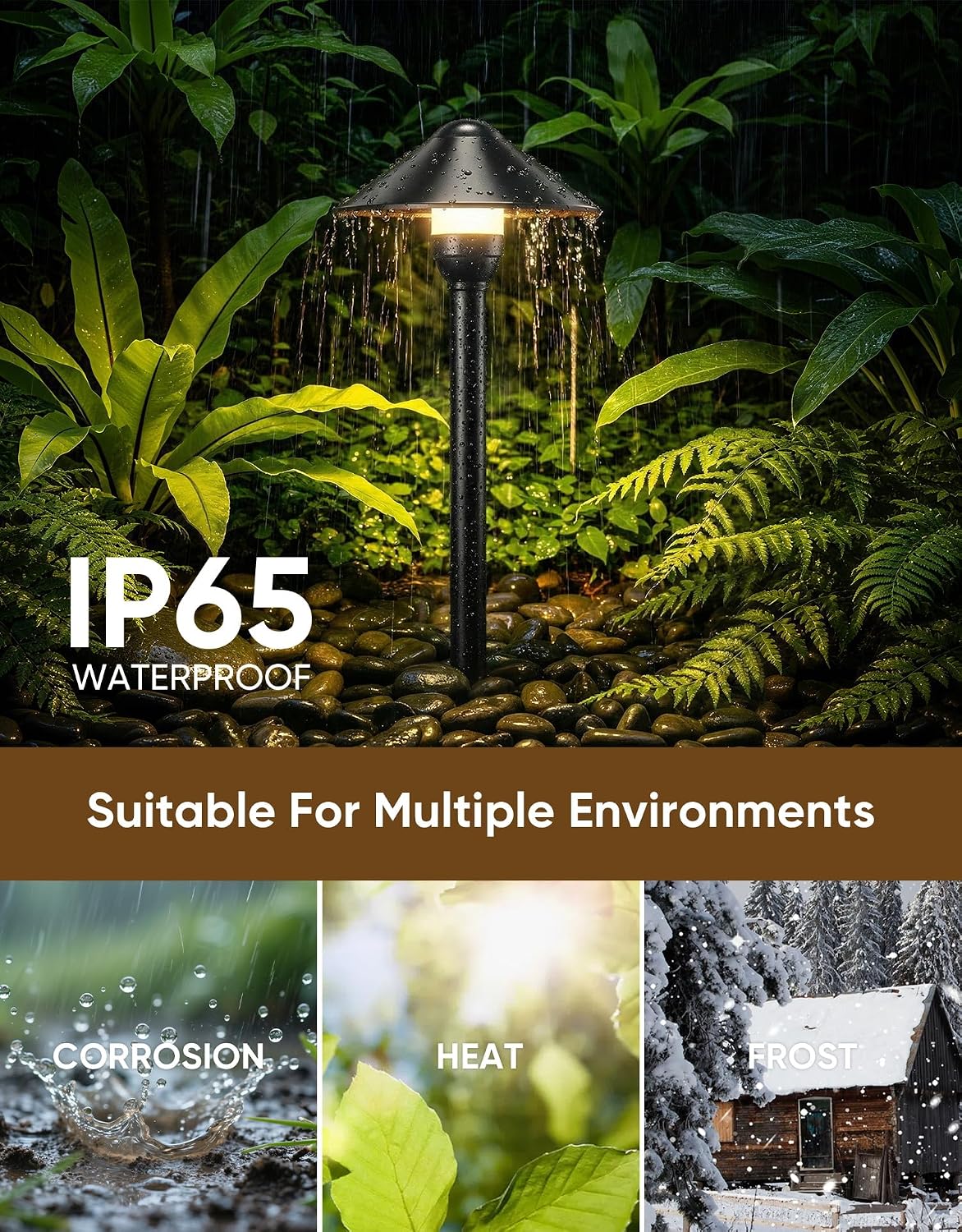Low Voltage Pathway Lights with G4 3W 3000K Bulbs 6-Pack, Black Aluminum